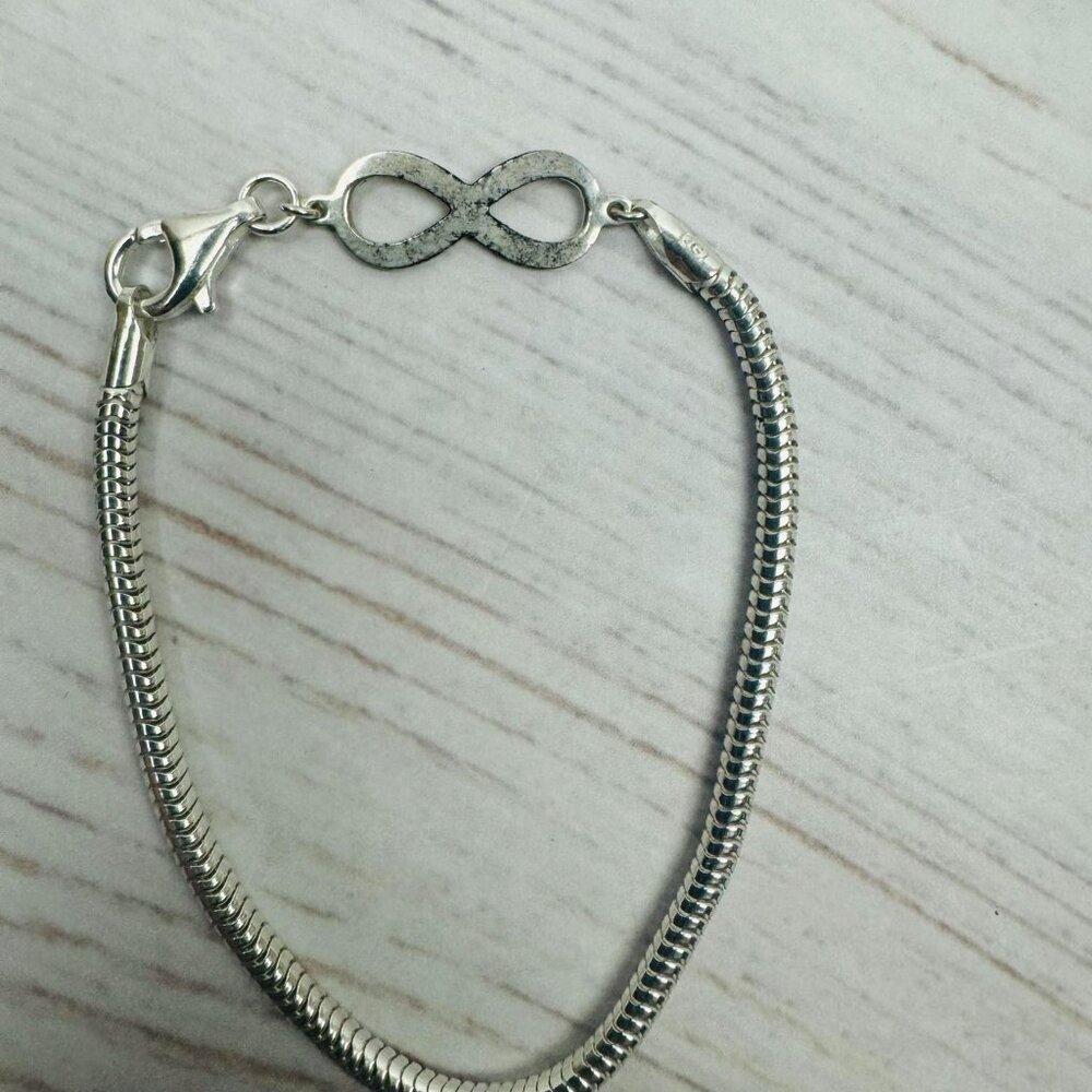 Reflection Beads Sterling Silver Infinity Symbol Bracelet